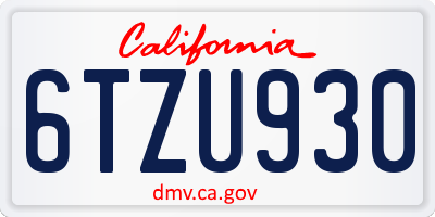 CA license plate 6TZU930