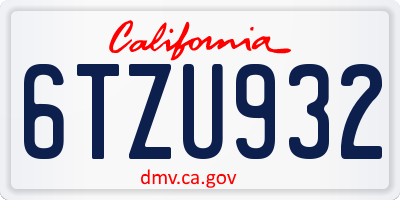 CA license plate 6TZU932