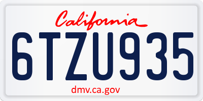 CA license plate 6TZU935