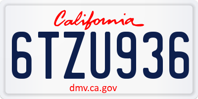 CA license plate 6TZU936