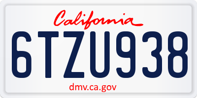 CA license plate 6TZU938