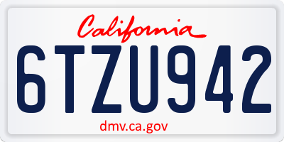 CA license plate 6TZU942