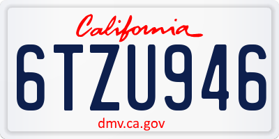 CA license plate 6TZU946