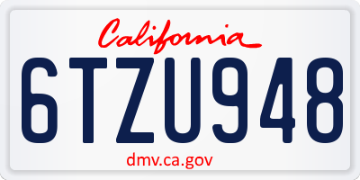 CA license plate 6TZU948