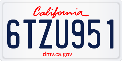 CA license plate 6TZU951
