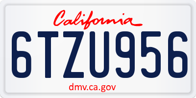 CA license plate 6TZU956