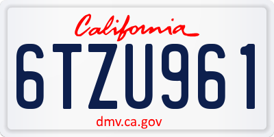 CA license plate 6TZU961