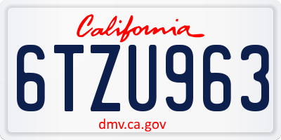 CA license plate 6TZU963