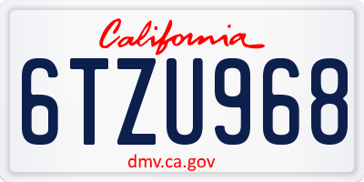 CA license plate 6TZU968