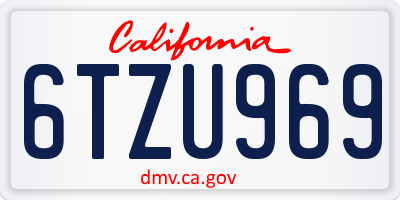 CA license plate 6TZU969