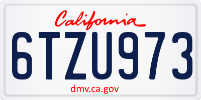 CA license plate 6TZU973