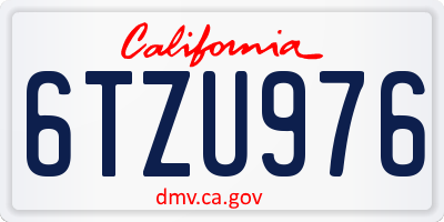 CA license plate 6TZU976