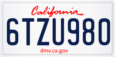 CA license plate 6TZU980