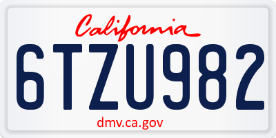 CA license plate 6TZU982