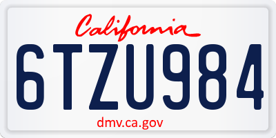 CA license plate 6TZU984