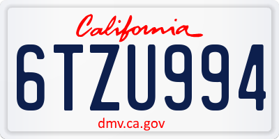 CA license plate 6TZU994
