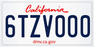 CA license plate 6TZV000