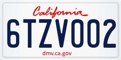 CA license plate 6TZV002
