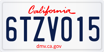 CA license plate 6TZV015