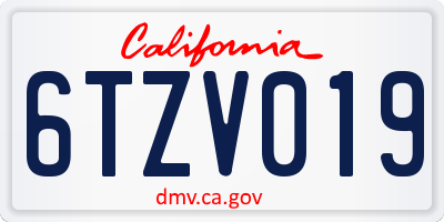 CA license plate 6TZV019