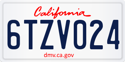 CA license plate 6TZV024