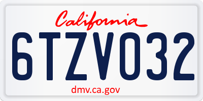 CA license plate 6TZV032