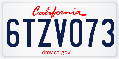 CA license plate 6TZV073