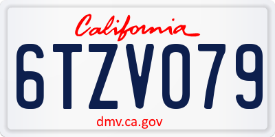 CA license plate 6TZV079