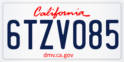CA license plate 6TZV085