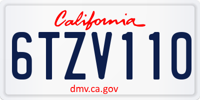 CA license plate 6TZV110
