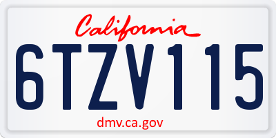 CA license plate 6TZV115