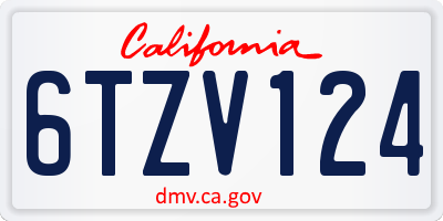 CA license plate 6TZV124