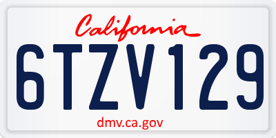 CA license plate 6TZV129