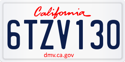 CA license plate 6TZV130