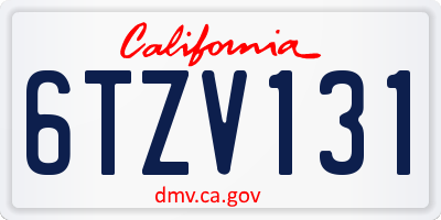 CA license plate 6TZV131