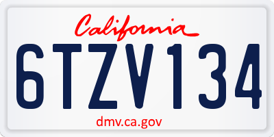 CA license plate 6TZV134