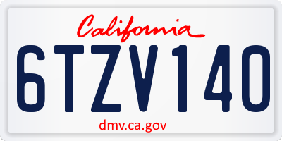 CA license plate 6TZV140