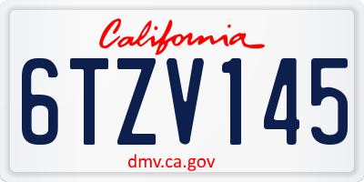 CA license plate 6TZV145