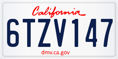 CA license plate 6TZV147