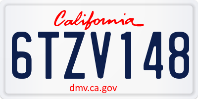 CA license plate 6TZV148