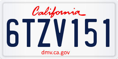 CA license plate 6TZV151