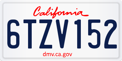 CA license plate 6TZV152