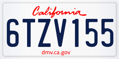CA license plate 6TZV155
