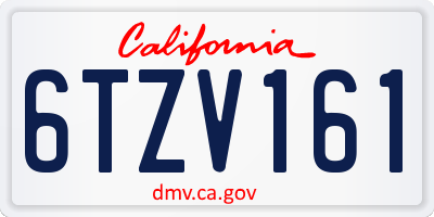 CA license plate 6TZV161