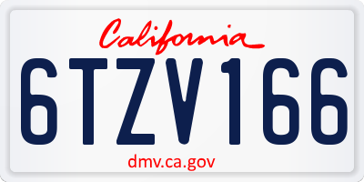 CA license plate 6TZV166