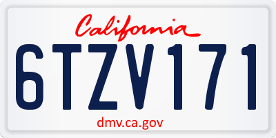 CA license plate 6TZV171