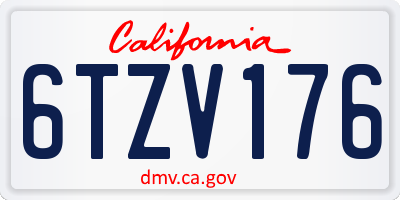 CA license plate 6TZV176