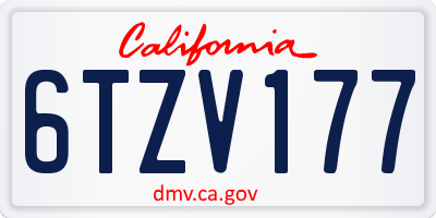 CA license plate 6TZV177