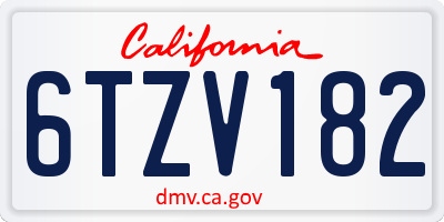 CA license plate 6TZV182