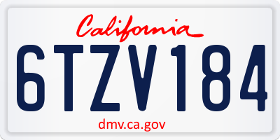CA license plate 6TZV184